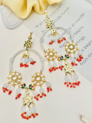 Circle Shape Multicolor Beaded Flower Design Earrings