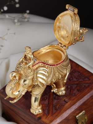 Elephant Design Raja Cholan Kumkum Box