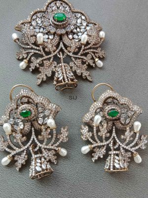 Flower Design Jhumka Victorian Pendant Set