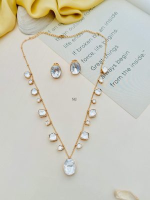 Gold Finish AD Studded Pendants Necklace