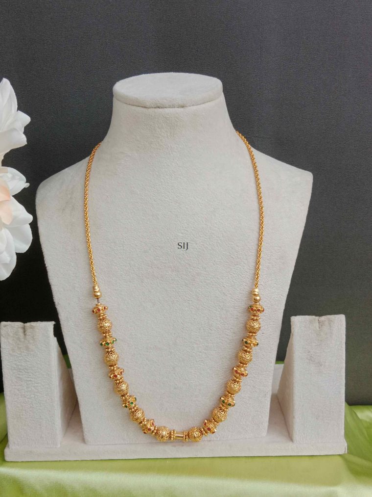 Gold Finish Ball Design Beaded Necklace