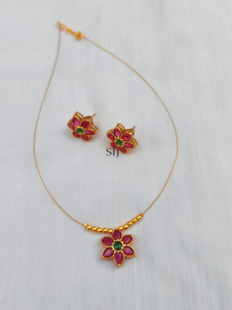 Gold Finish Flower Design Invisible Necklace