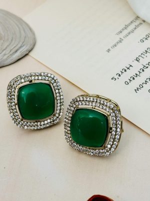 Gold Finish Green &AD Stones Emerald Necklace Set