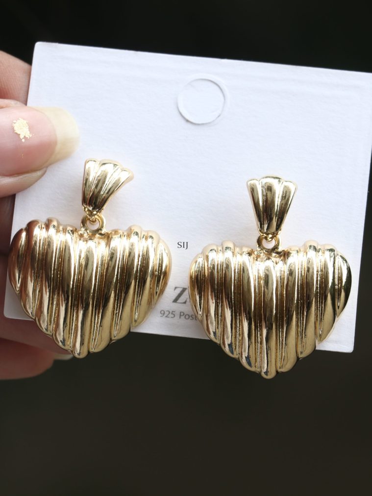 Gold Finish Heart Design Earrings