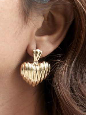 Gold Finish Heart Design Earrings