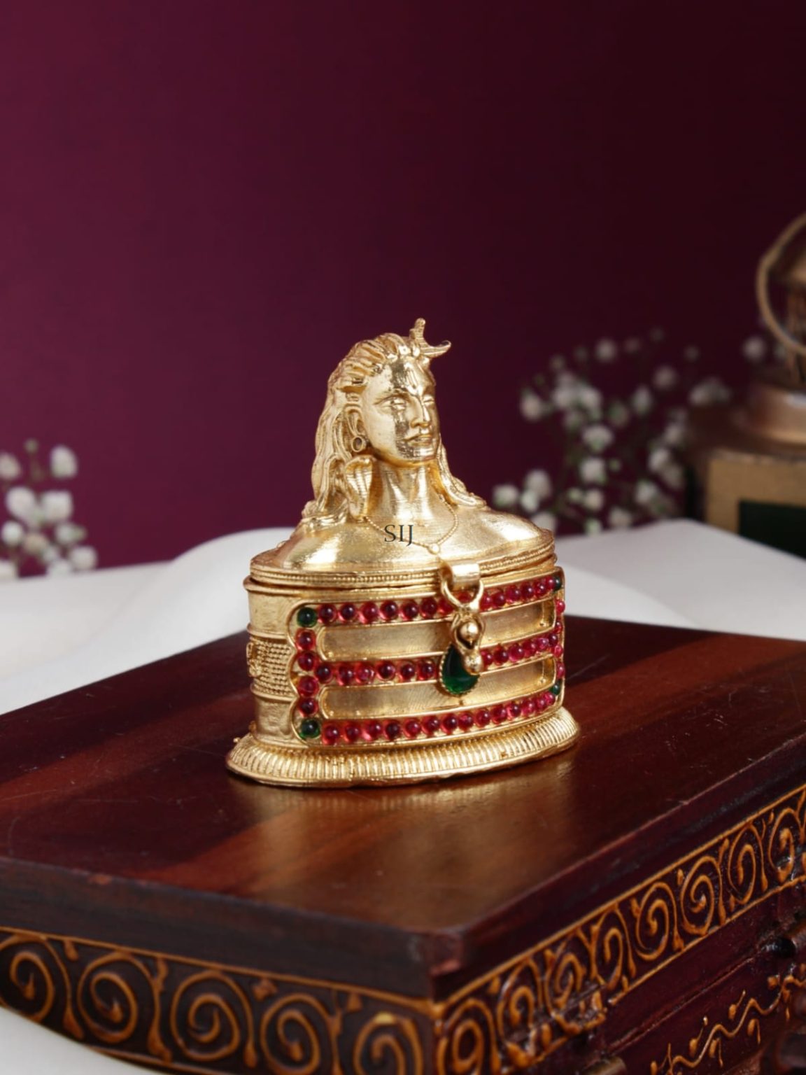 Gold Finish Isha Shiva Kumkum Box