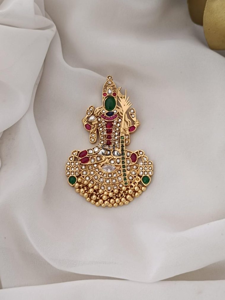 Gold Finish Kamakshi Devi Pendant