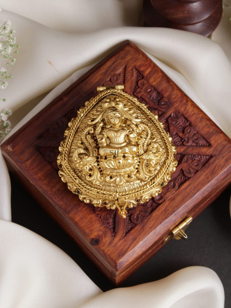 Gold Finish Lakshmi Devi Kumkum box