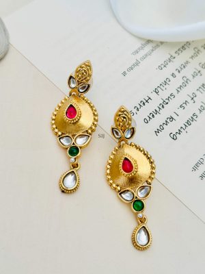 Gold Finish Multicolor Stones Necklace