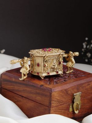 Gold Finish Pallaku Rani Kumkum Box