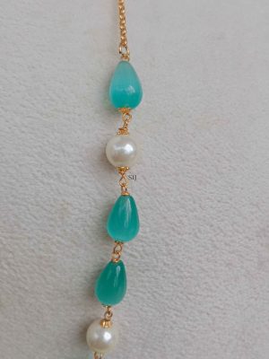 Gold Finish Pastel Green Pearl Chain