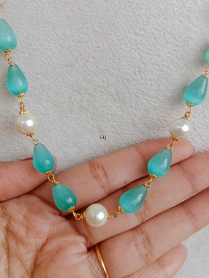 Gold Finish Pastel Green Pearl Chain