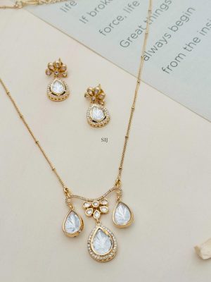 Gold Finish Polki Diamonds Necklace