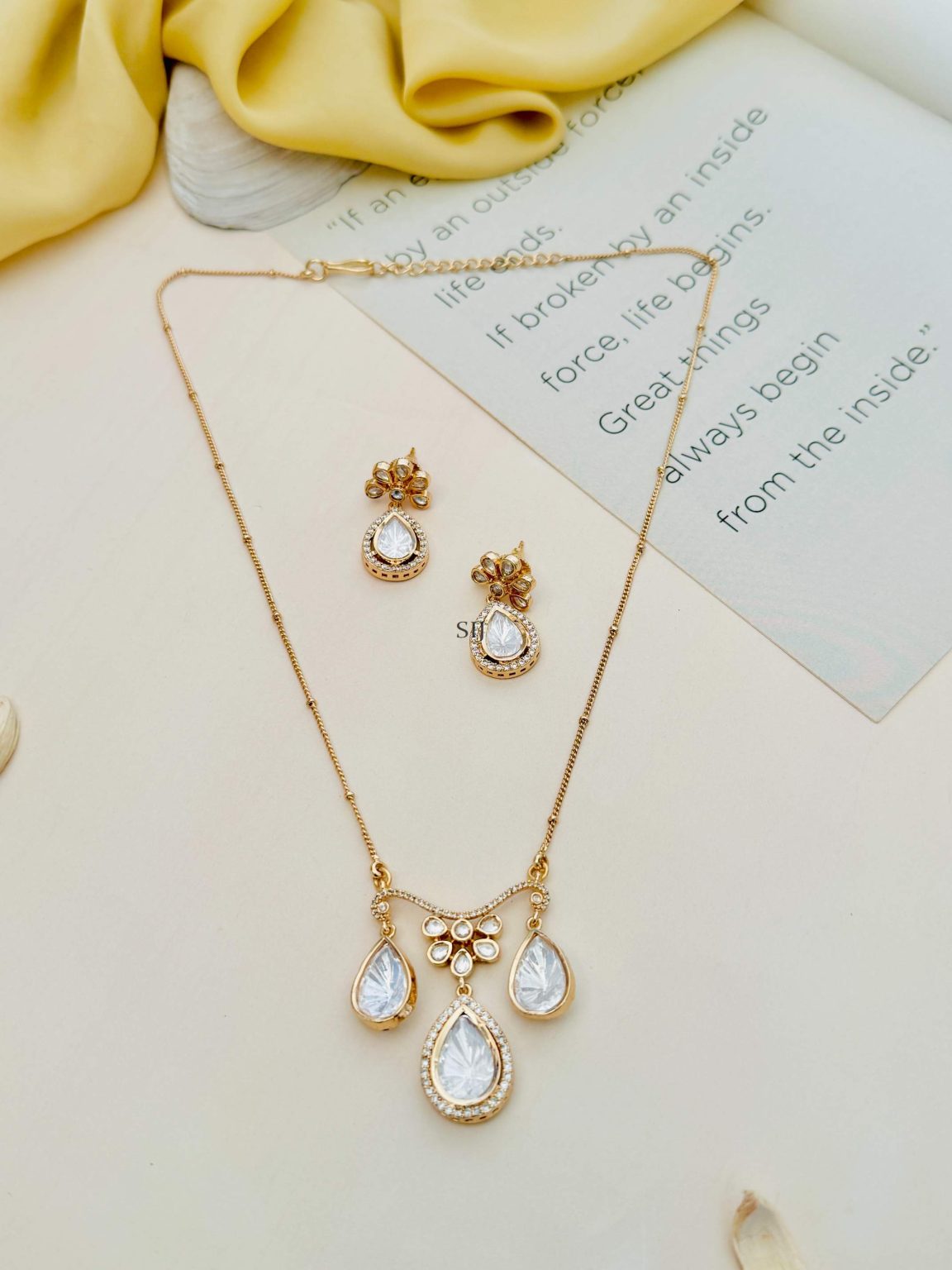 Gold Finish Polki Diamonds Necklace