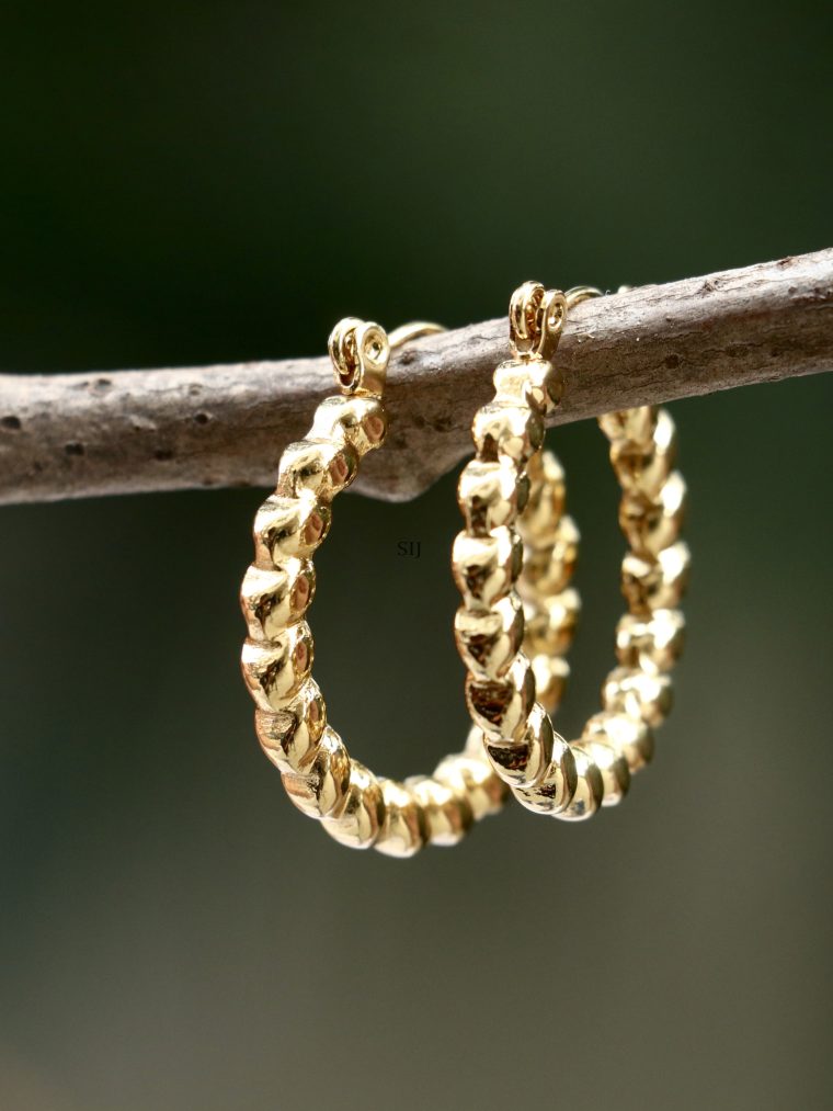 Gold Finish Round Hoop Earrings