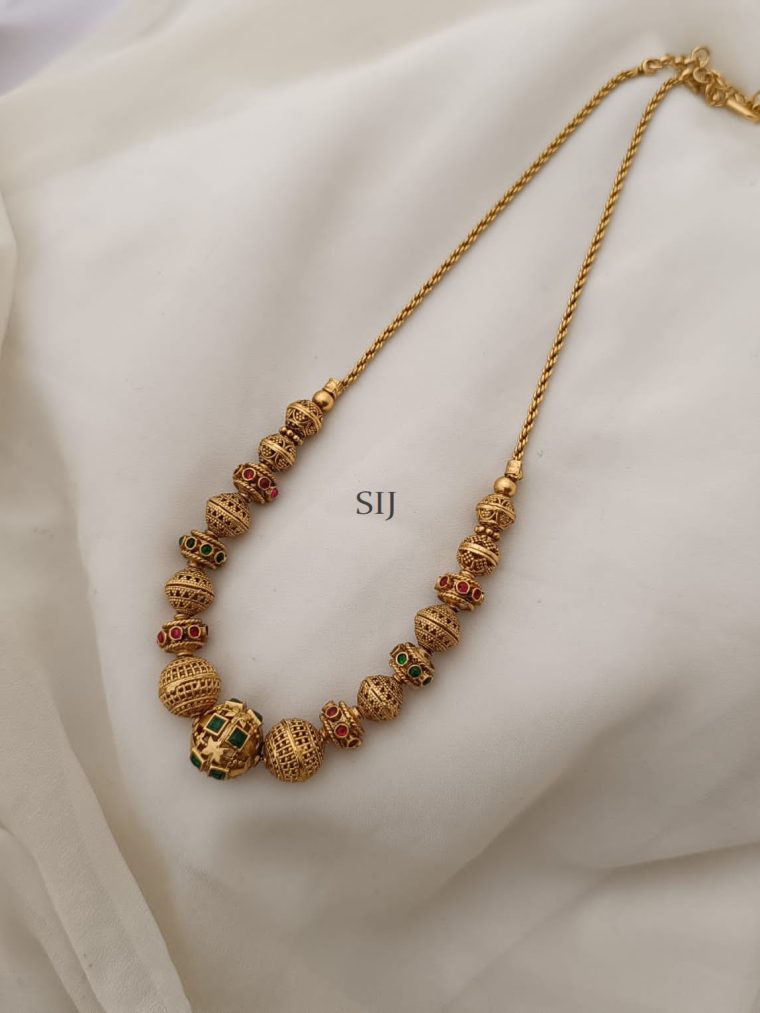 Gold Plated Beaded Multicolor Stones Necklace