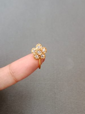 Gold Plated Flower Design Nose Pin