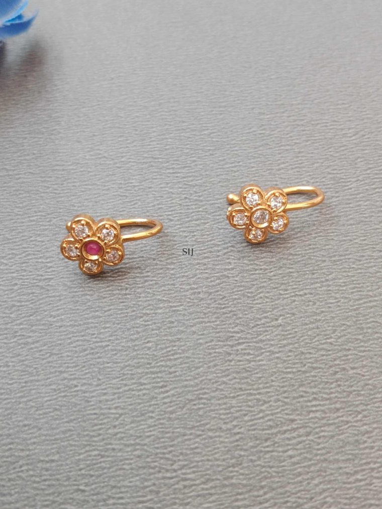 Gold Plated Flower Design Nose Pin