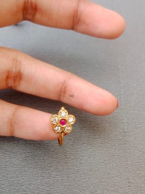 Gold Plated Flower Design Nose Pin