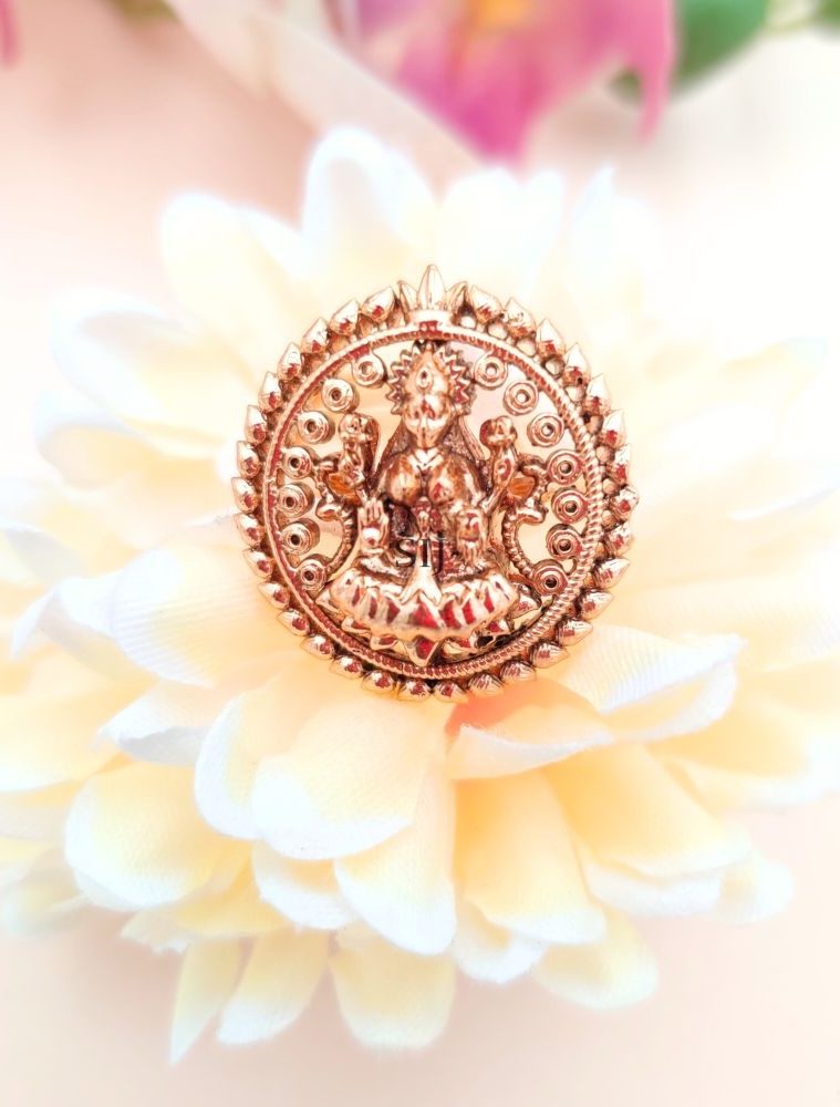 Gold Plated Lakshmi Finger Ring