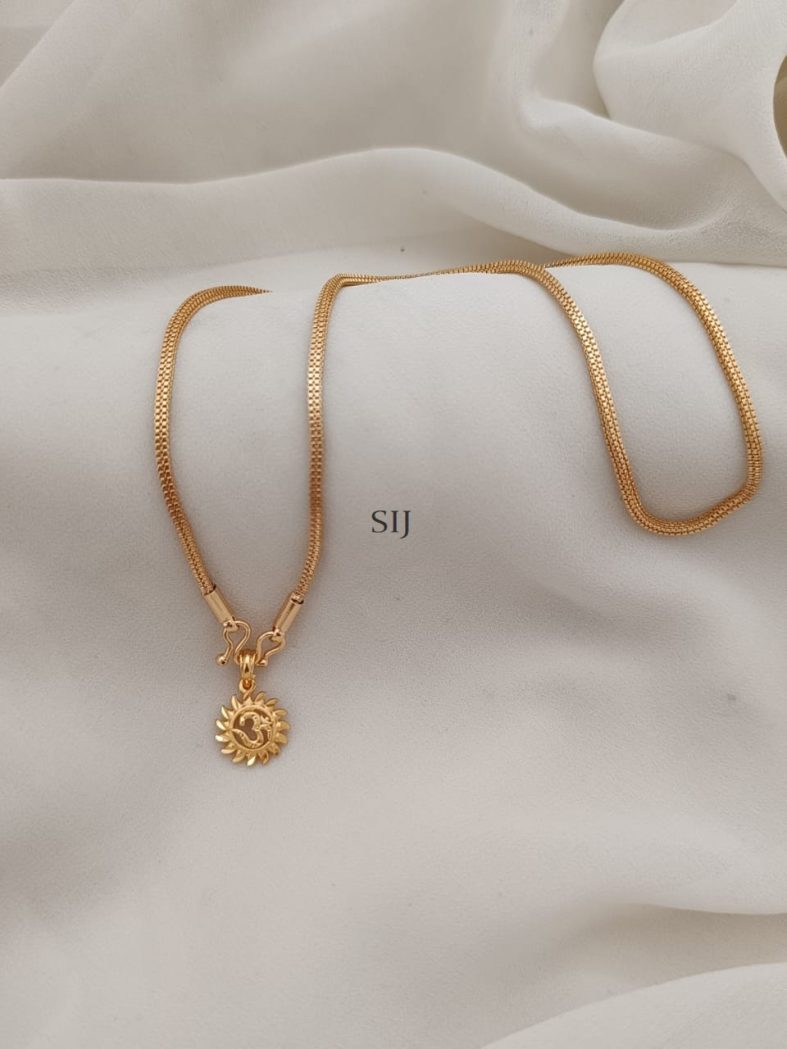 Gold Plated OM Pendant And Chain