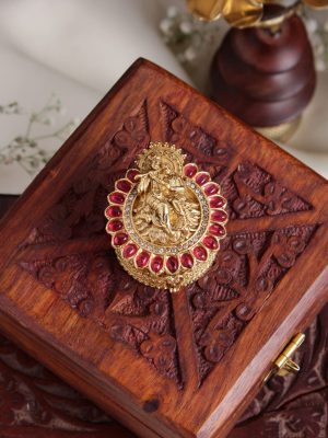 Gold Plated Radha Krishna Kumkum Box