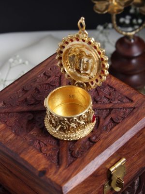 Gold Plated Radha Krishna Kumkum Box