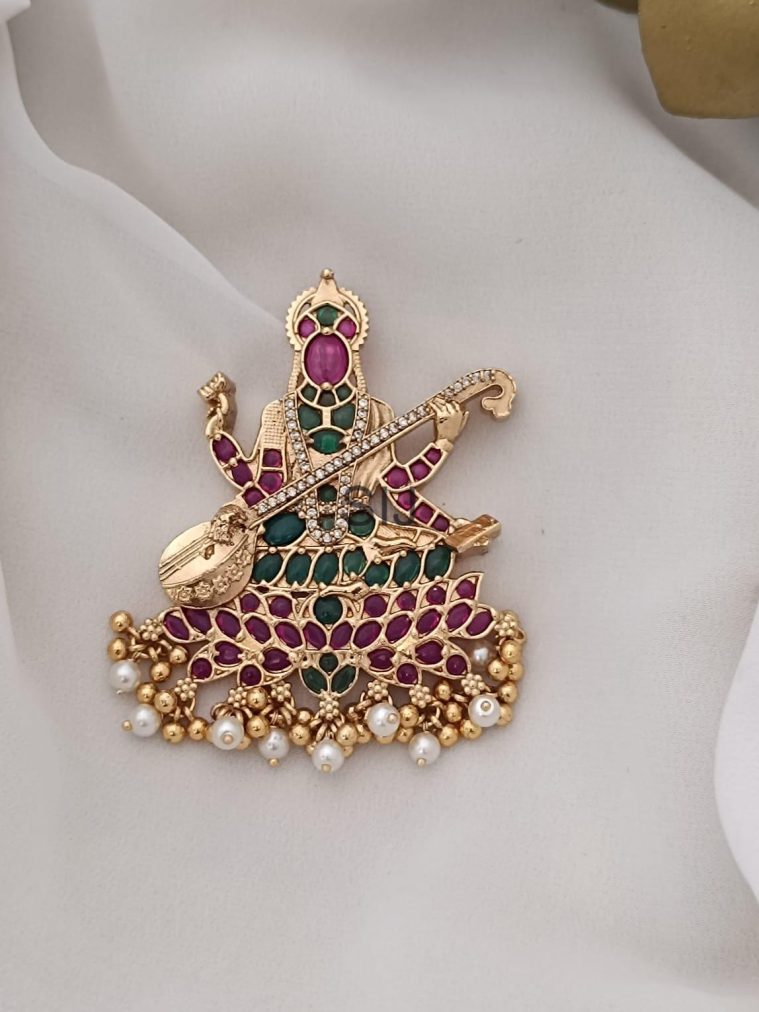 Gold Plated Saraswathi Devi Pendant