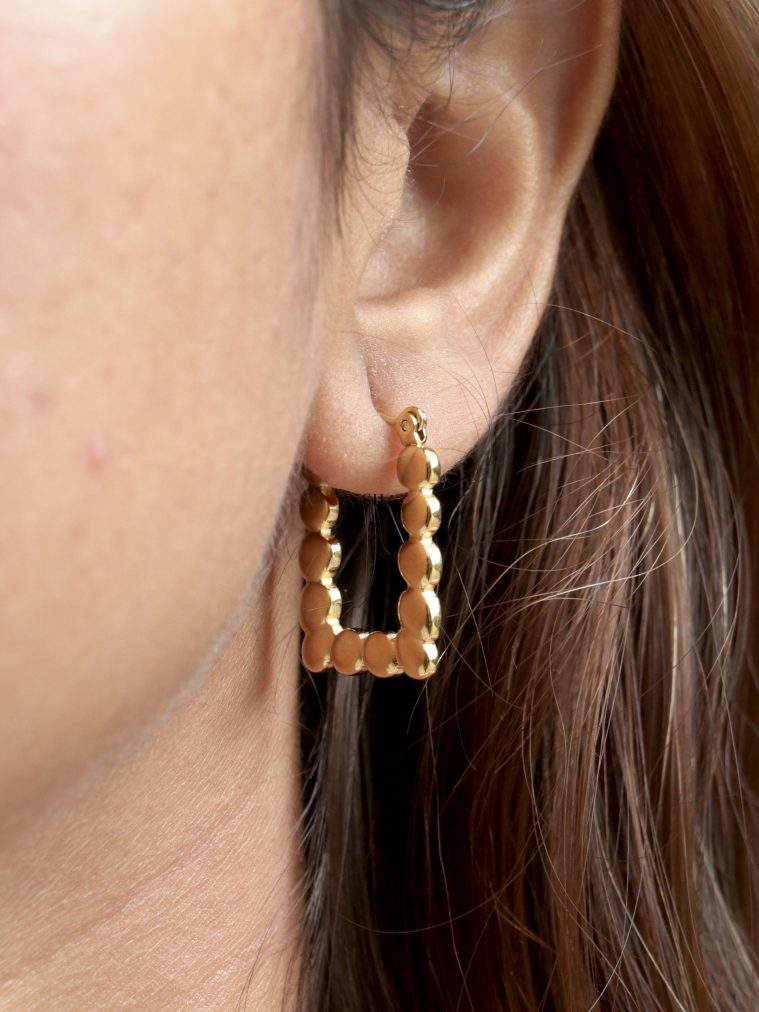 Gold Plated Square Hoop Earrings