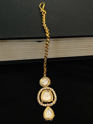 Imitation AD Stones Studded Kundan Maang Tikka