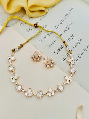 Imitation AD Studded Flower Design Necklace