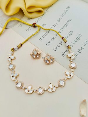 Imitation AD Studded Flower Design Necklace