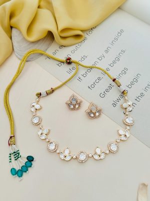 Imitation AD Studded Flower Design Necklace