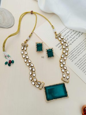 Imitation AD Studded Green Stone Necklace