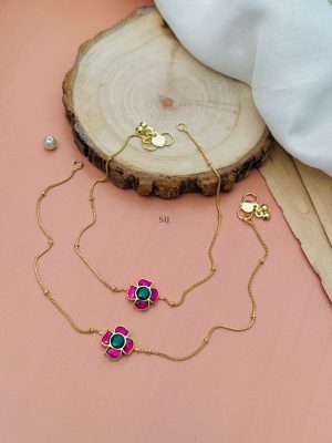 Imitation Flower Design AD Studded Anklets