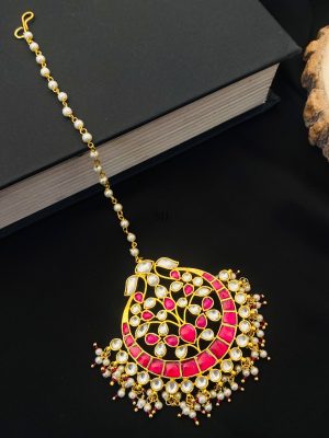 Imitation Pearl Drop Kundan Necklace With Jhumkas