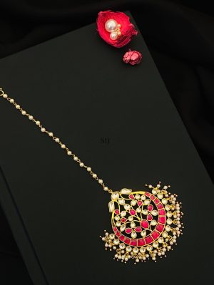 Imitation Pearl Drop Kundan Necklace With Jhumkas