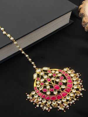 Imitation Pearl Drop Kundan Necklace With Jhumkas