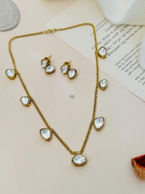 Imitation Polki American Stones Necklace Set