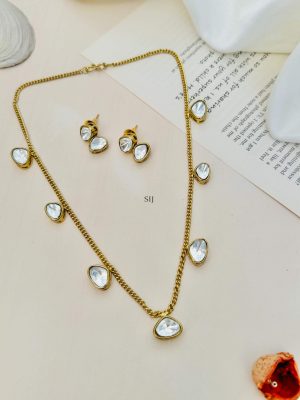 Imitation Polki American Stones Necklace Set