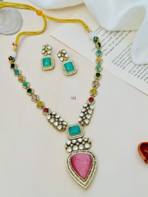 Multi Colour American Diamonds Necklace Set