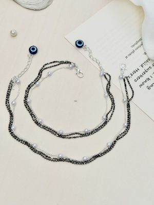 Multi Layered Evil Eye Pearls Anklet