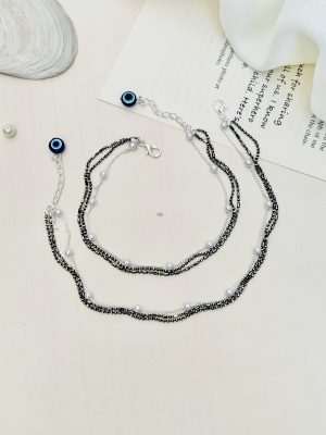 Multi Layered Evil Eye Pearls Anklet