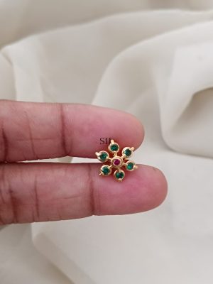 Ruby & Green Diamond Replica Ear Studs