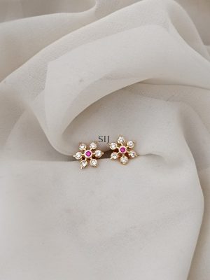 Ruby & White Diamond Replica Ear Studs