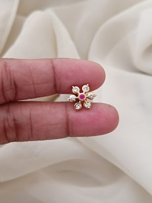 Ruby & White Diamond Replica Ear Studs