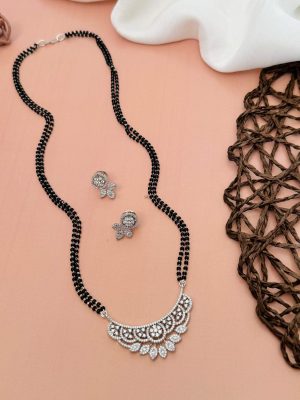 Silver Plated American Diamond Mangalsutra Set