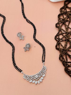 Silver Plated American Diamond Mangalsutra Set