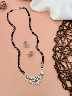 Silver Plated American Diamond Mangalsutra Set