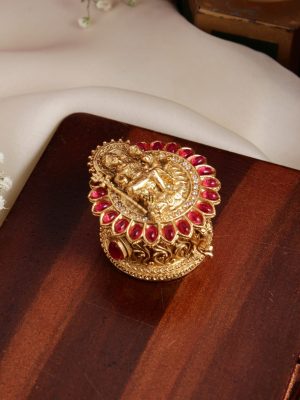 Traditional Shiva Parvathi Kemp Stone Kumkum box